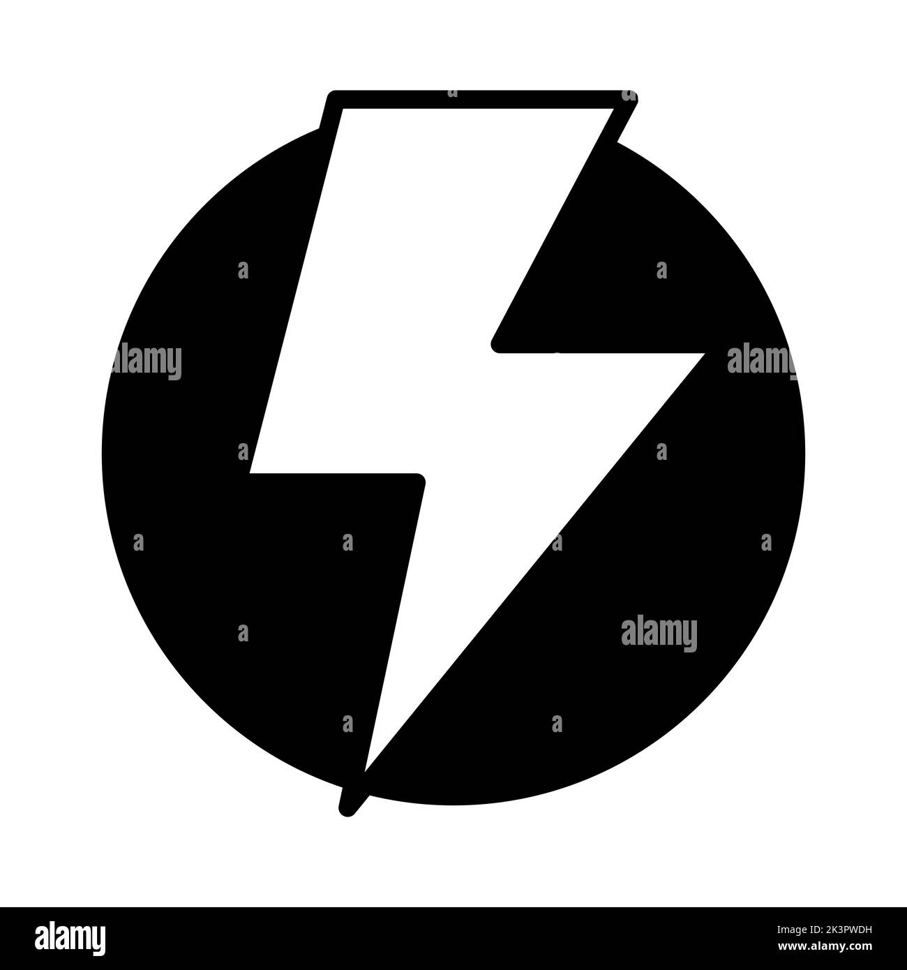 Lightning in a circle icon. Lightning electric icon. Bolt circle symbol