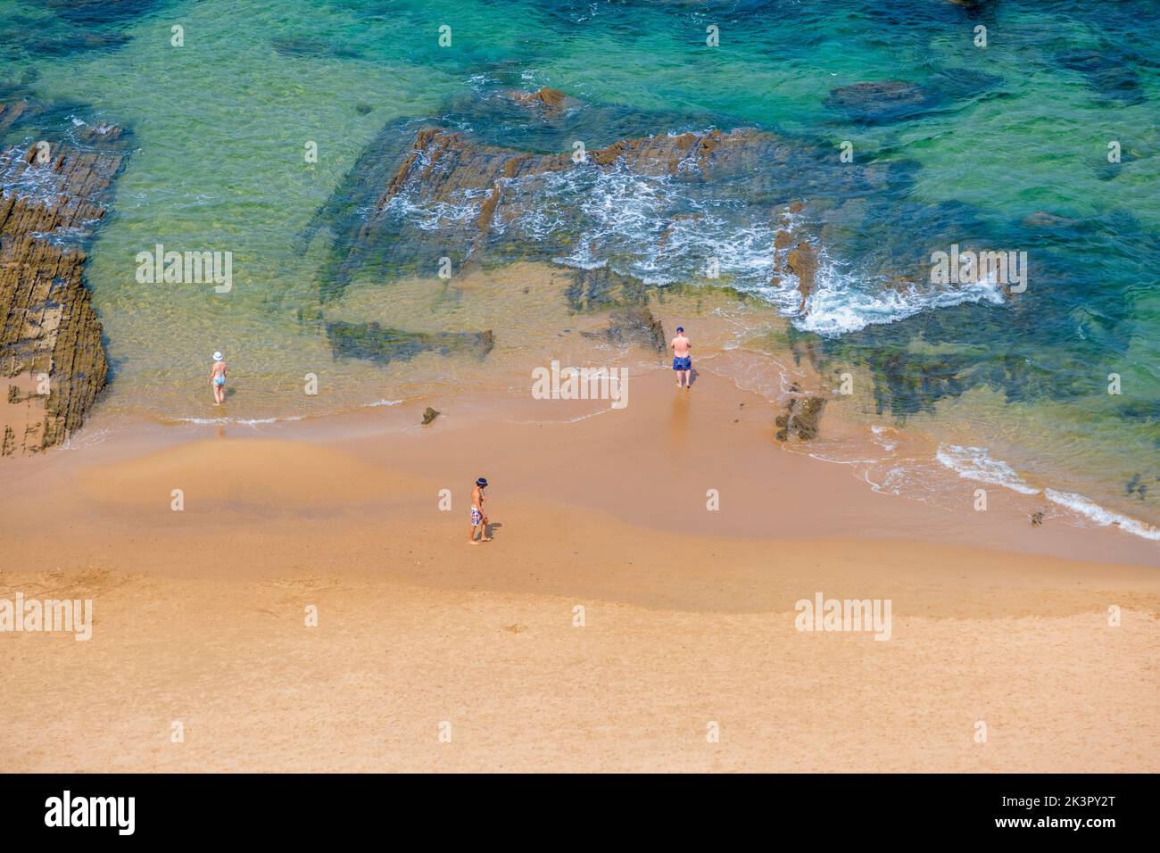 Castelejo Beach, Portugal, September 2022: Unrecognizable people on one of the remote beach of Castelejo in Algarve. Stock Photo