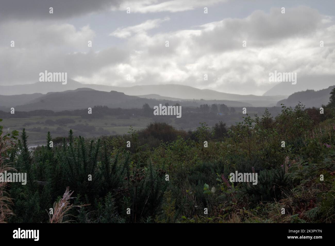 View of the landscape around Portree, Isle of Skye, Inner Hebrides Scotland UK Stock Photo