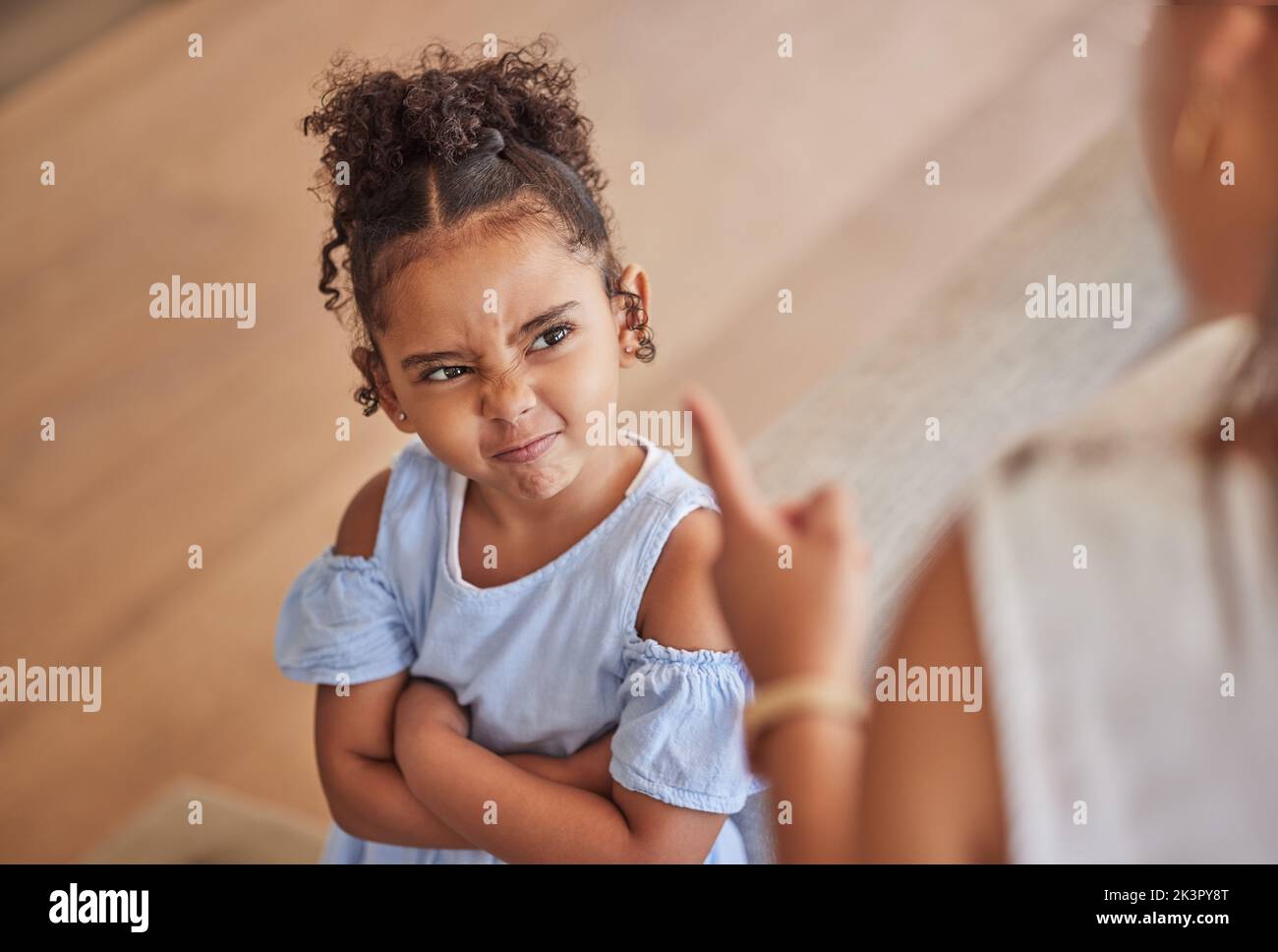 Angry child and tantrum discipline conflict for attitude problem in