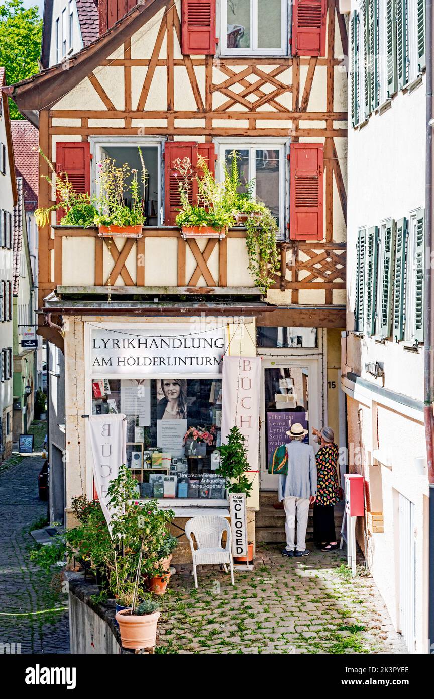 Tübingen (Tuebingen, Baden-Wuerttemberg, Germany): Buchladen für Lyrik; bookshop for poems Stock Photo