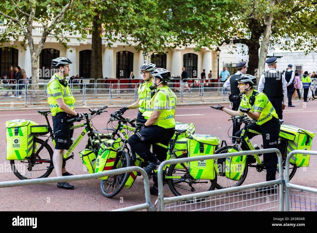 four emergency cyclists Stock Photo