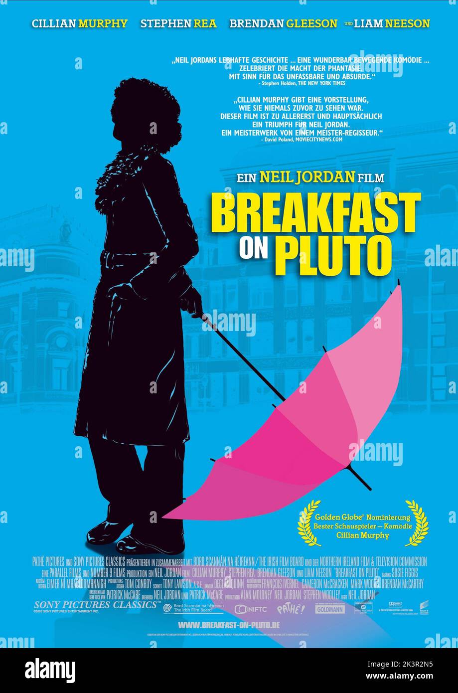 Movie Poster Film: Breakfast On Pluto (2005)   Director: Neil Jordan 03 September 2005   **WARNING** This Photograph is for editorial use only and is the copyright of PATHE and/or the Photographer assigned by the Film or Production Company and can only be reproduced by publications in conjunction with the promotion of the above Film. A Mandatory Credit To PATHE is required. The Photographer should also be credited when known. No commercial use can be granted without written authority from the Film Company. Stock Photo