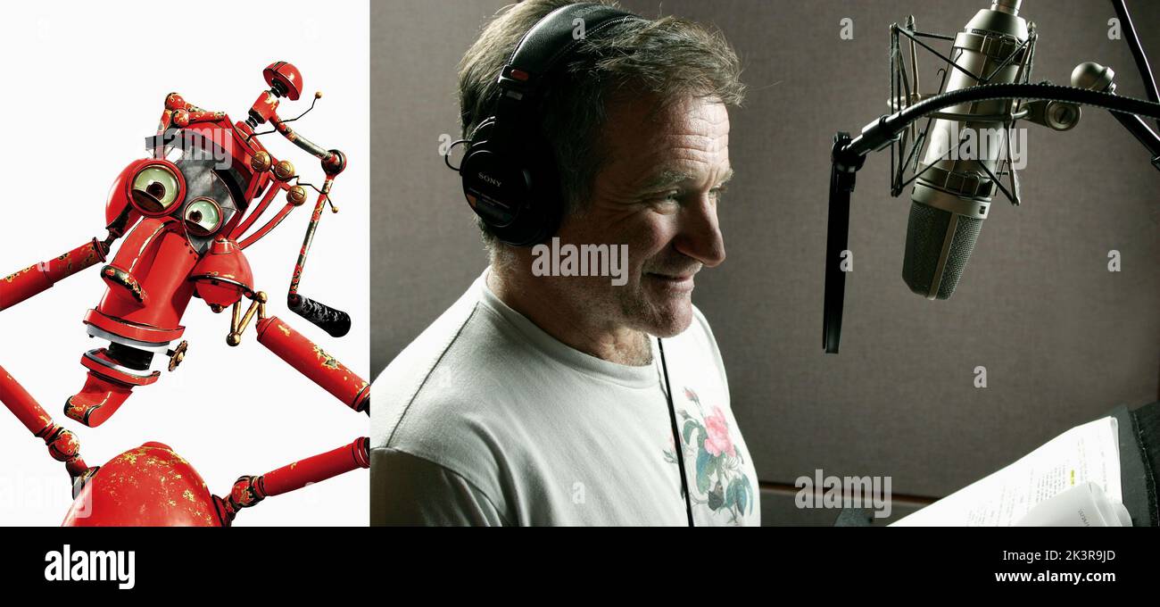 Fender & Robin Williams Film: Robots (2005) Characters: Fender & Fender  Director: Chris Wedge 11 March 2005   **WARNING** This Photograph is for editorial use only and is the copyright of FOX ANIMATION and/or the Photographer assigned by the Film or Production Company and can only be reproduced by publications in conjunction with the promotion of the above Film. A Mandatory Credit To FOX ANIMATION is required. The Photographer should also be credited when known. No commercial use can be granted without written authority from the Film Company. Stock Photo