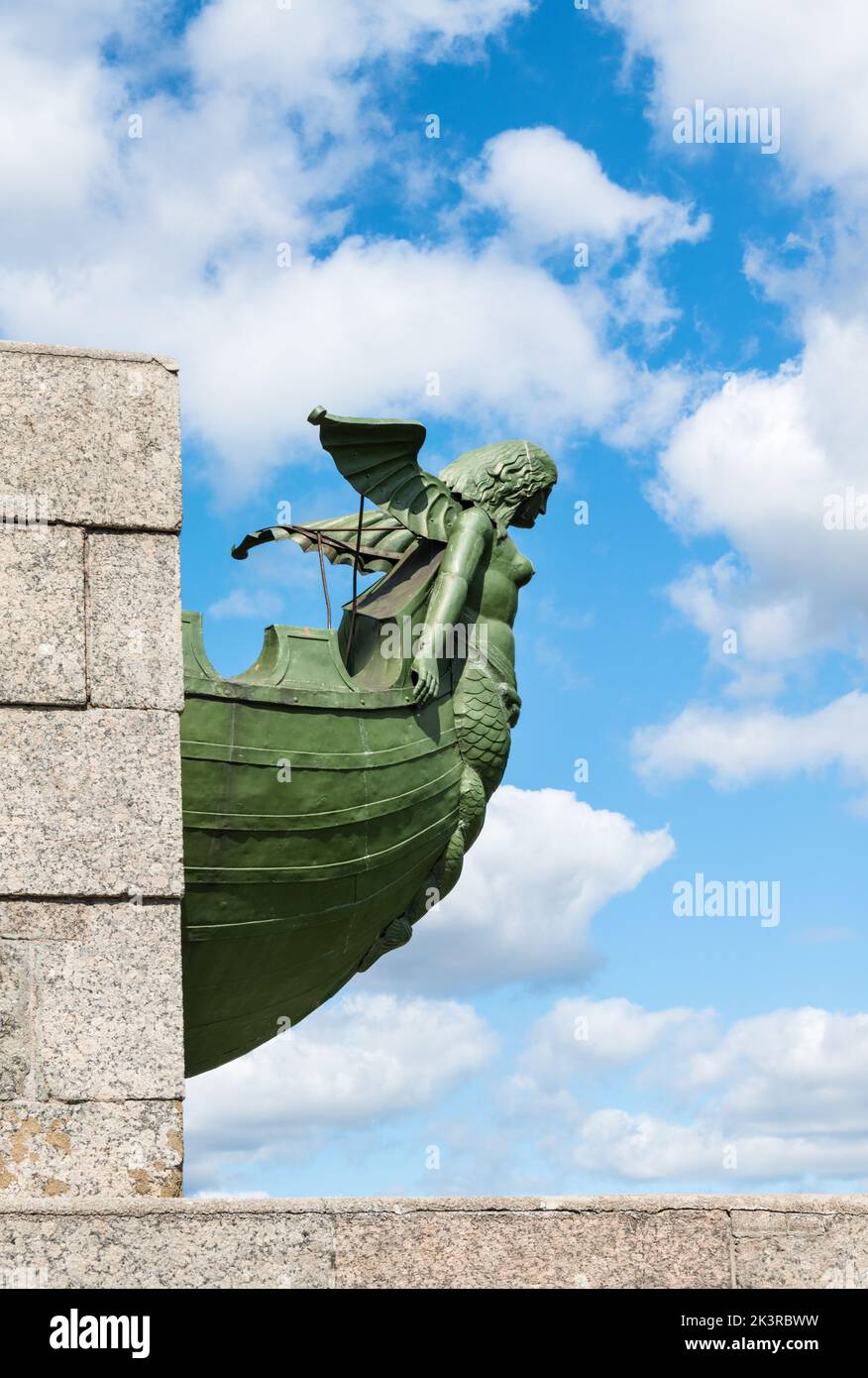 A mythical creature on a ship prow of the Rostral column, Vasilievsky ...