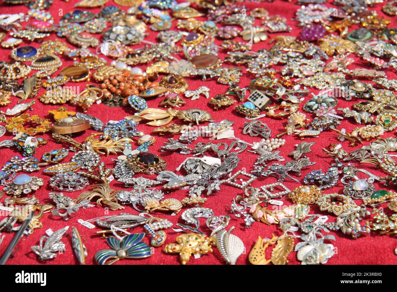A Display of Brightly Coloured Fashion Costume Jewellery Stock Photo