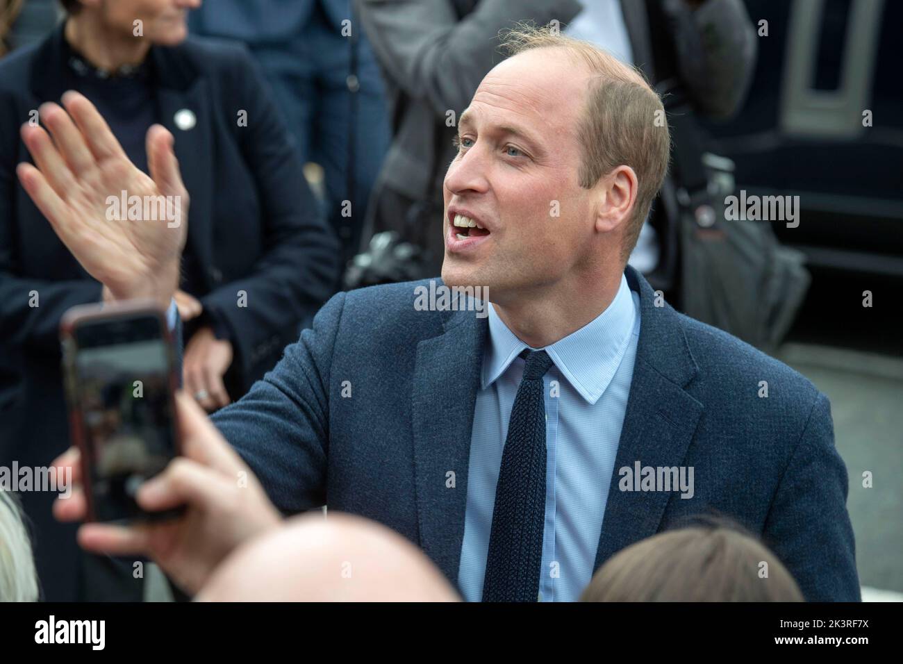 Prince William and Catherine Princess of Wales during their visit to Swansea this afternoon. The royal pair visited St Thomas church in Swansea which supports people in the local area and across Swansea. Stock Photo