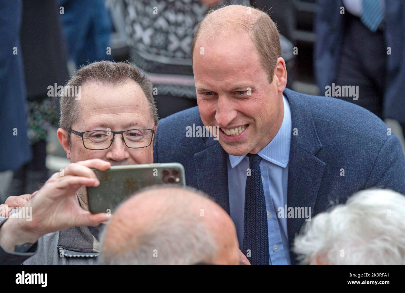 Prince William and Catherine Princess of Wales during their visit to Swansea this afternoon. The royal pair visited St Thomas church in Swansea which supports people in the local area and across Swansea. Stock Photo