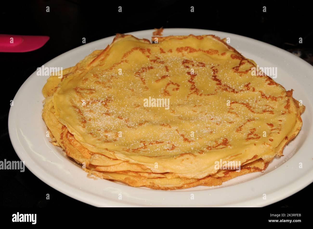 Orange pancake cake. Delicious breakfast Stock Photo