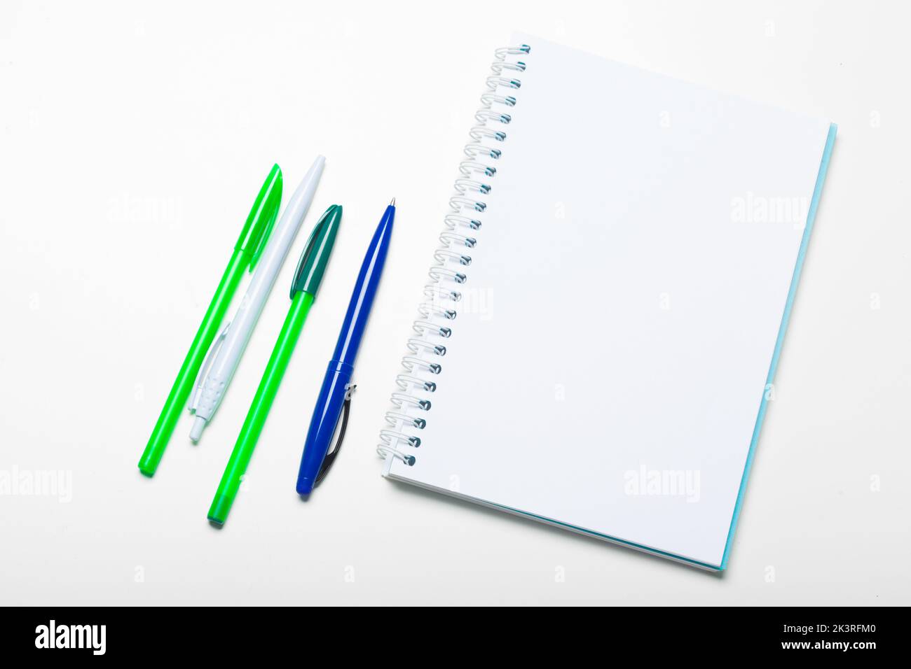 notepad notebook and ball pont pen isolated on white background Stock ...