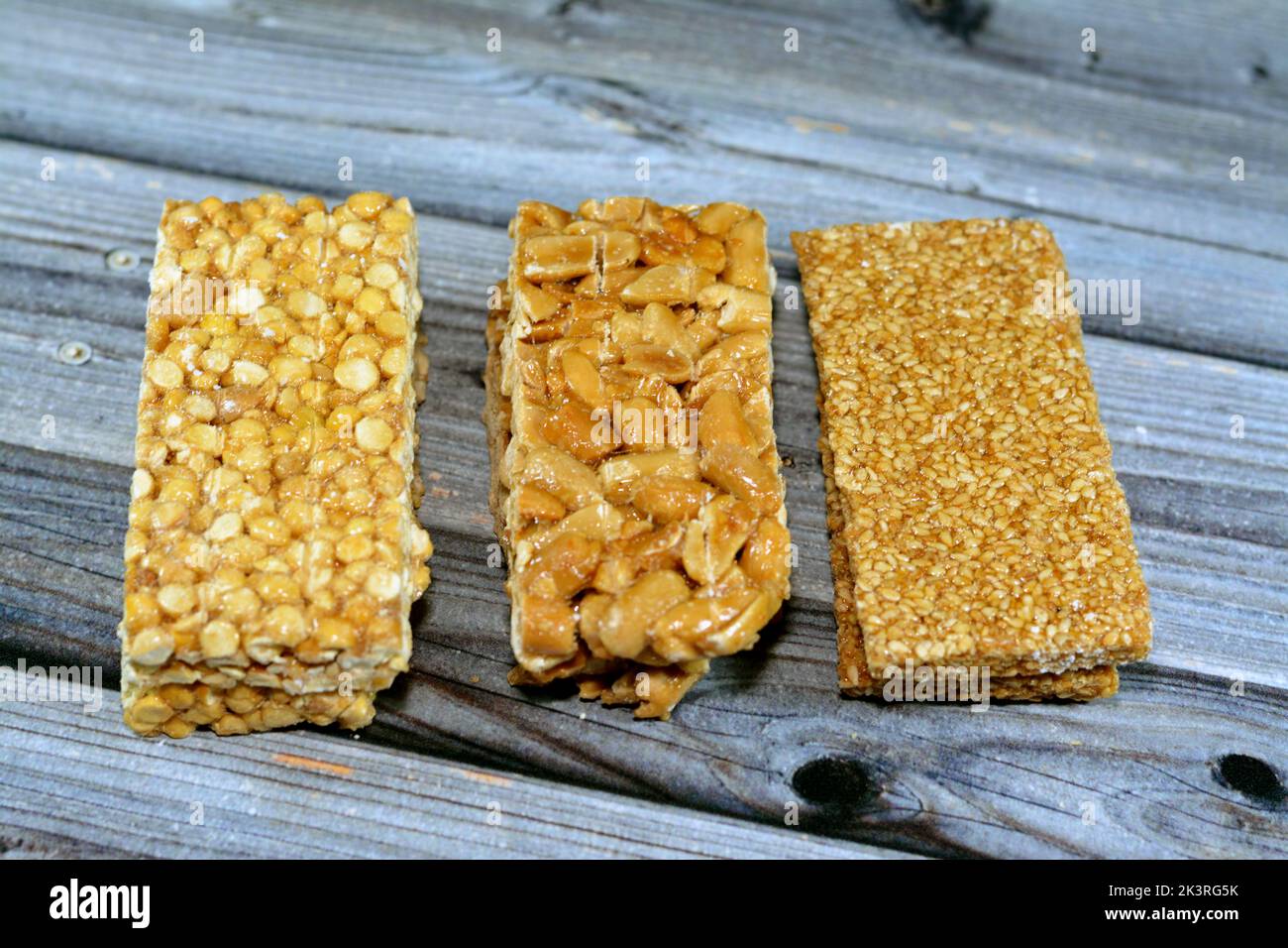 Eastern candy of sesame, chickpeas and peanuts legume made as a