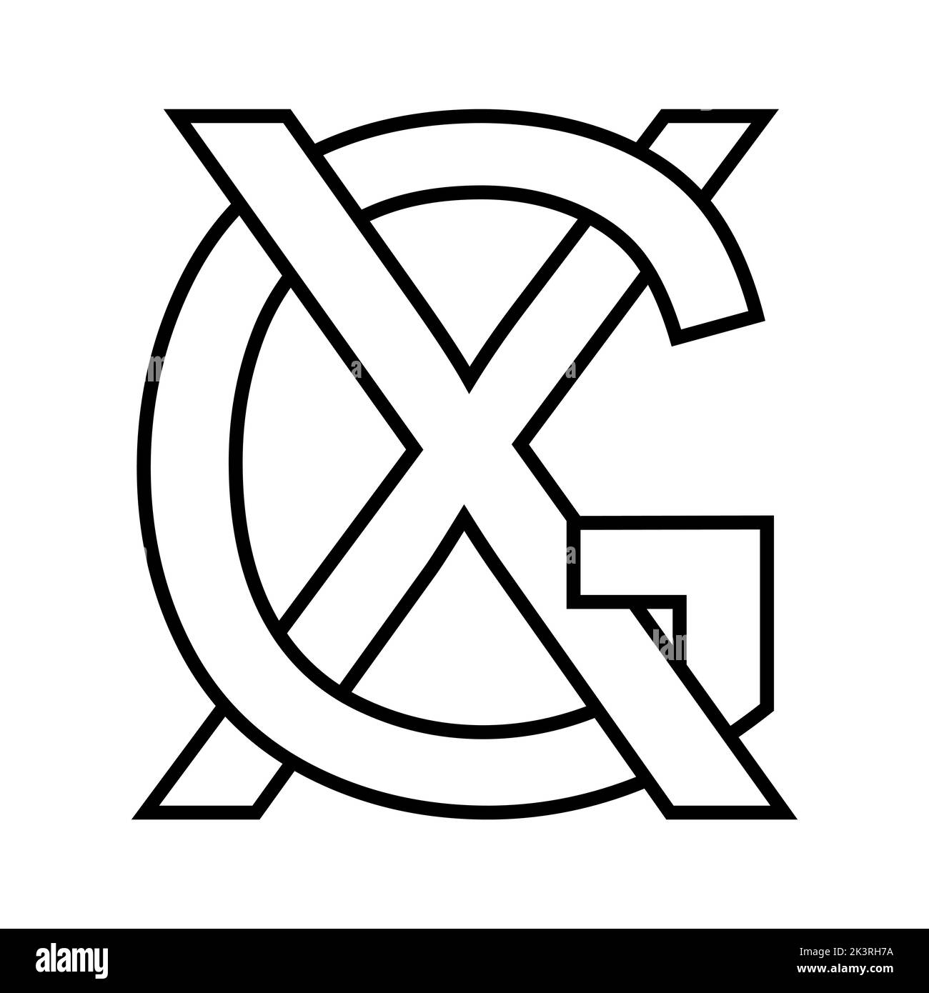 Logo sign gx xg icon nft interlaced letters g x Stock Vector