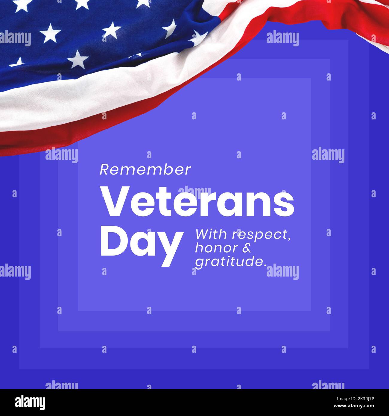 Composition of veteran day text with flag of united states of america Stock Photo