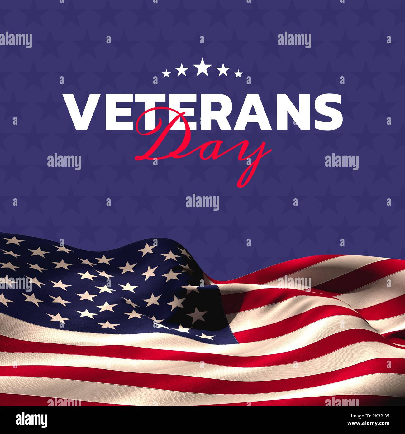 Composition of veterans day text with flag of united states of america Stock Photo