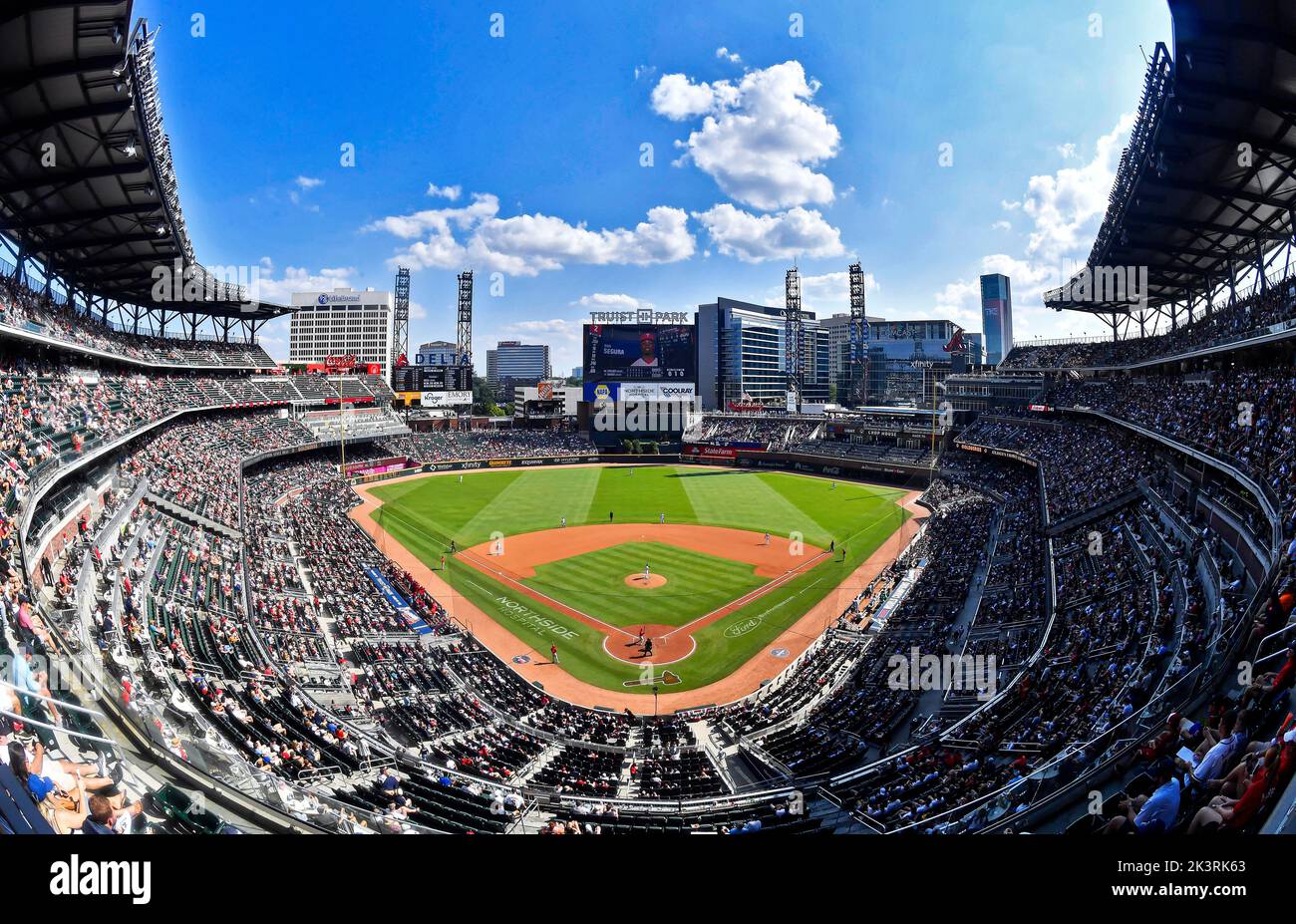 Atlanta, GA, USA. 18th Sep, 2022. Fans attend a MLB game between the Philadelphia Phillies and Atlanta Braves at Truist Park in Atlanta, GA. Austin McAfee/CSM/Alamy Live News Stock Photo