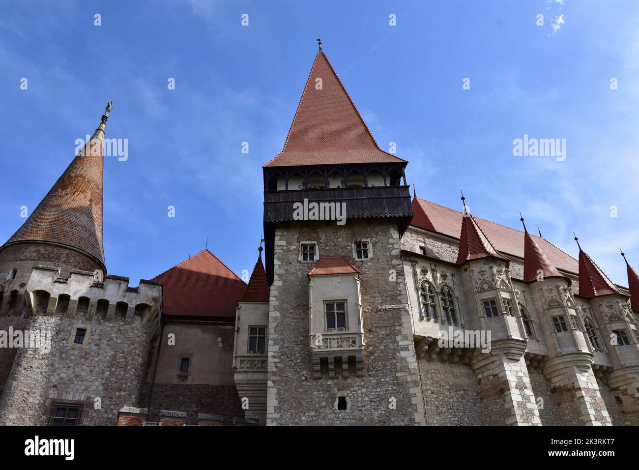 Corvin Castle, also known as Hunyadi Castle or Hunedoara Castle, is a Gothic-Renaissance castle in Hunedoara, Romania Stock Photo