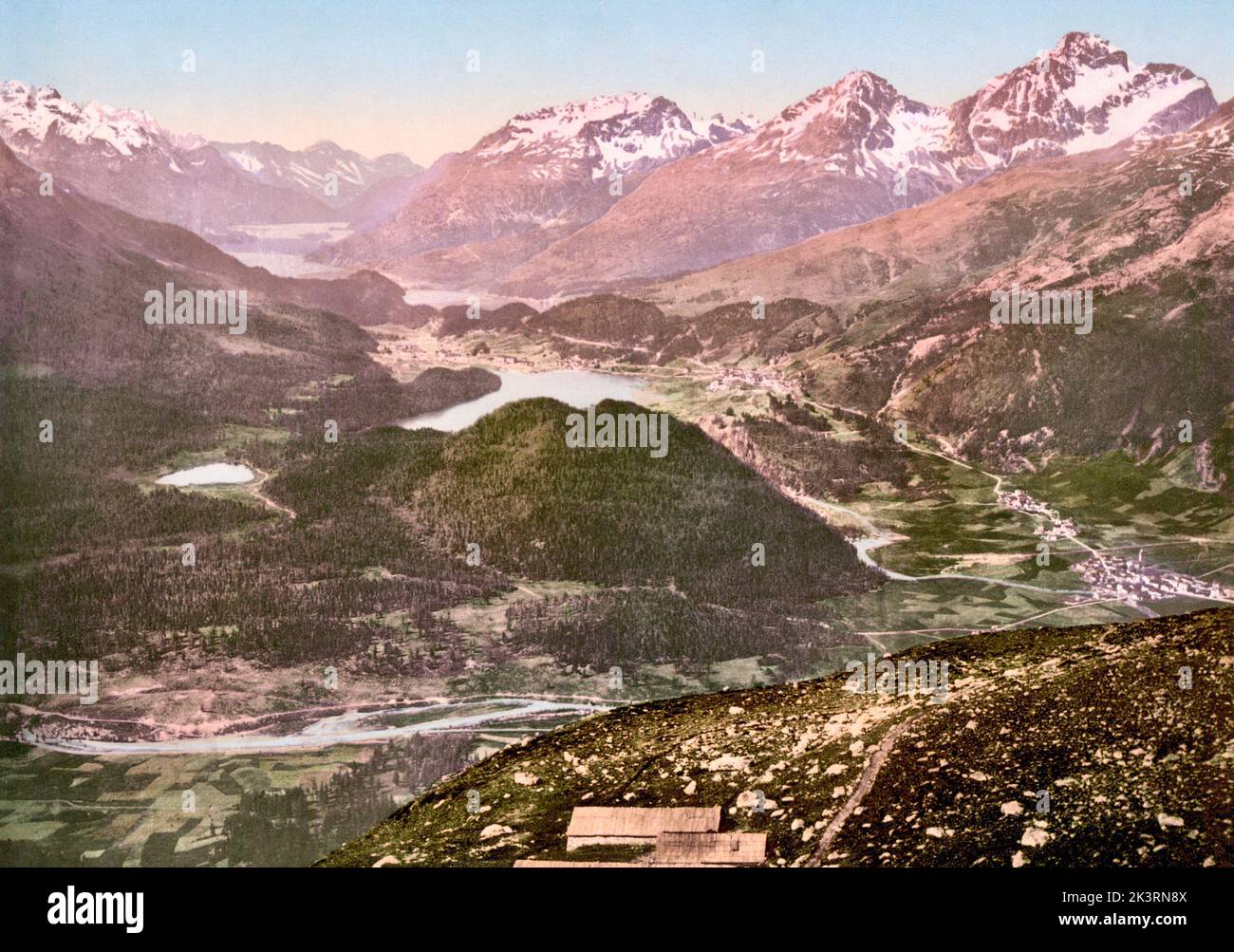 Pontresina, Maloja, Upper Engadin, Grisons, Graubünden, Switzerland 1890. Stock Photo