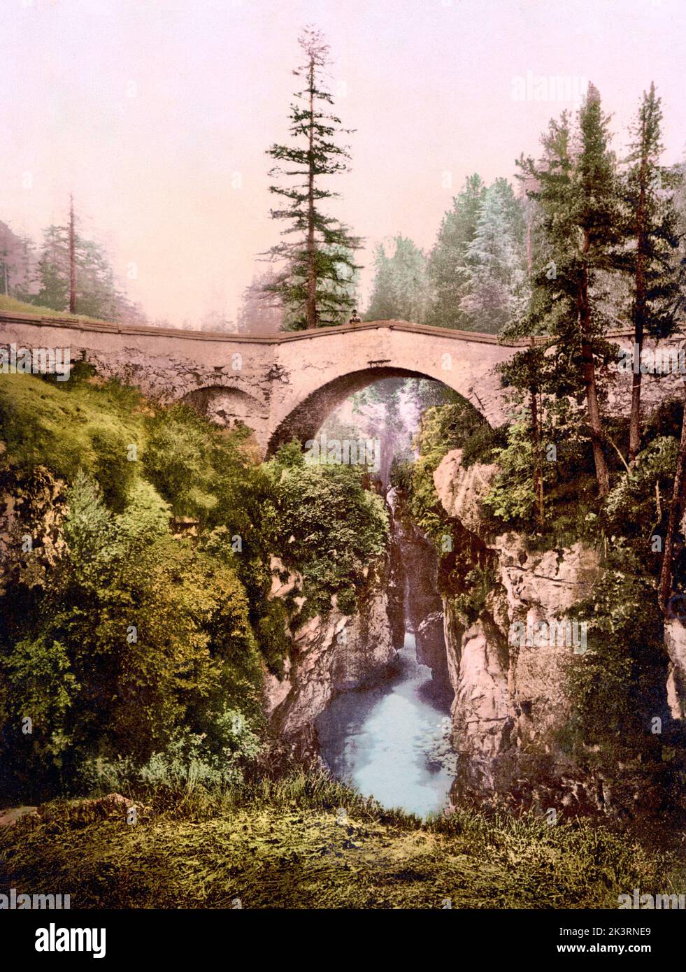 Punt Ota and Berninabach, Pontresina, Upper Engadin, Grisons, Graubünden, Switzerland 1890. Stock Photo