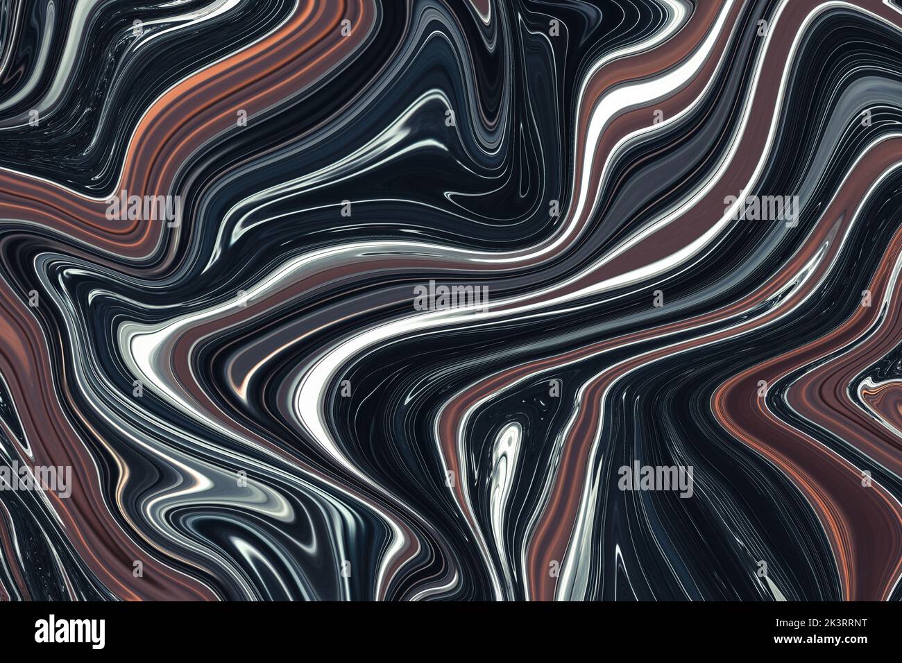 Striped black texture. Bright abstract composition. Moving colorful lines, modern trendy wallpaper. Creative shape. Art fluid design. Waves flow, grap Stock Photo