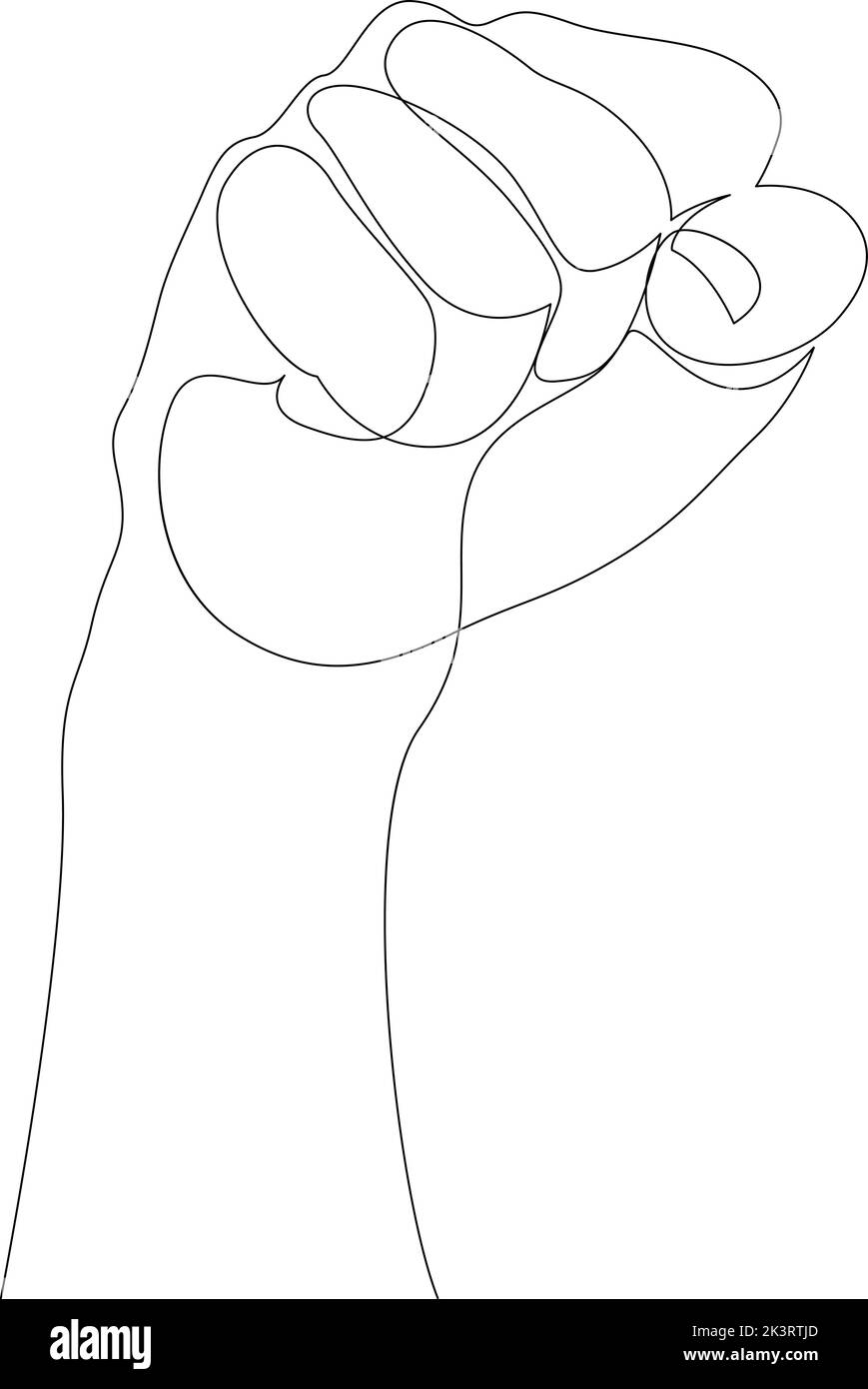 Continuous one line drawing of fist hand. Vector illustration Stock Vector