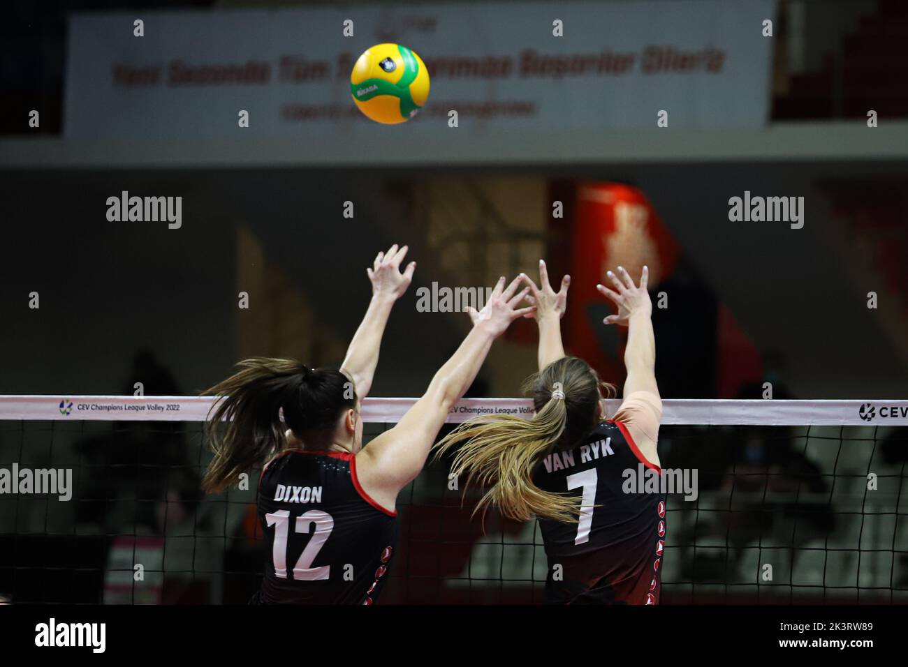 ISTANBUL, TURKEY - FEBRUARY 02, 2022: Kiera Van Ryk and TeTori Dixon in Turk  Hava Yollari vs Igor Gorgonzola Novara CEV Champions League Volley Match  Stock Photo - Alamy