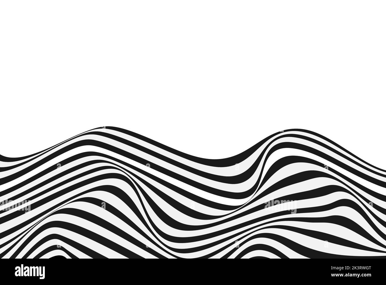 Optical illusion, abstract background wave design black and white Stock