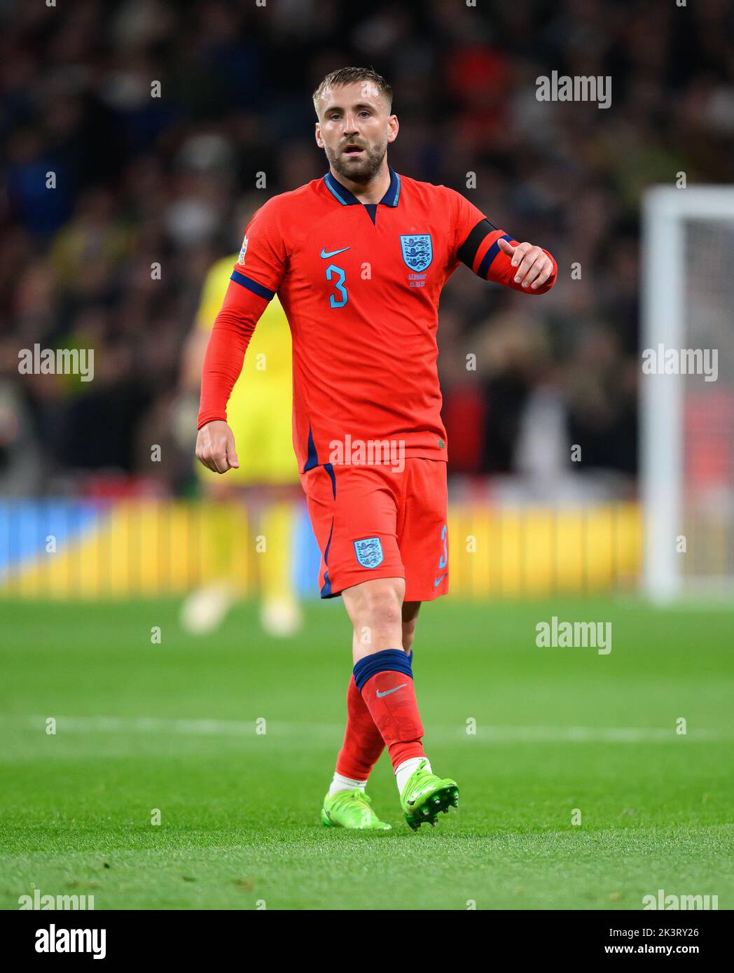 23 Sep 2022 - Italy v England - UEFA Nations League - Group 3 - San Siro  England's Luke Shaw during the UEFA Nations League match against Italy. Picture : Mark Pain / Alamy Live News Stock Photo