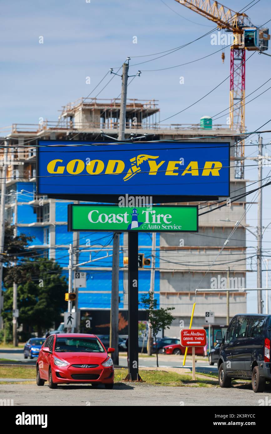 The Goodyear Tire  Rubber Company is an American multinational manufactures tires for cars, buses, aeroplanes and more. HALIFAX, NOVA SCOTIA. SEP 2022 Stock Photo