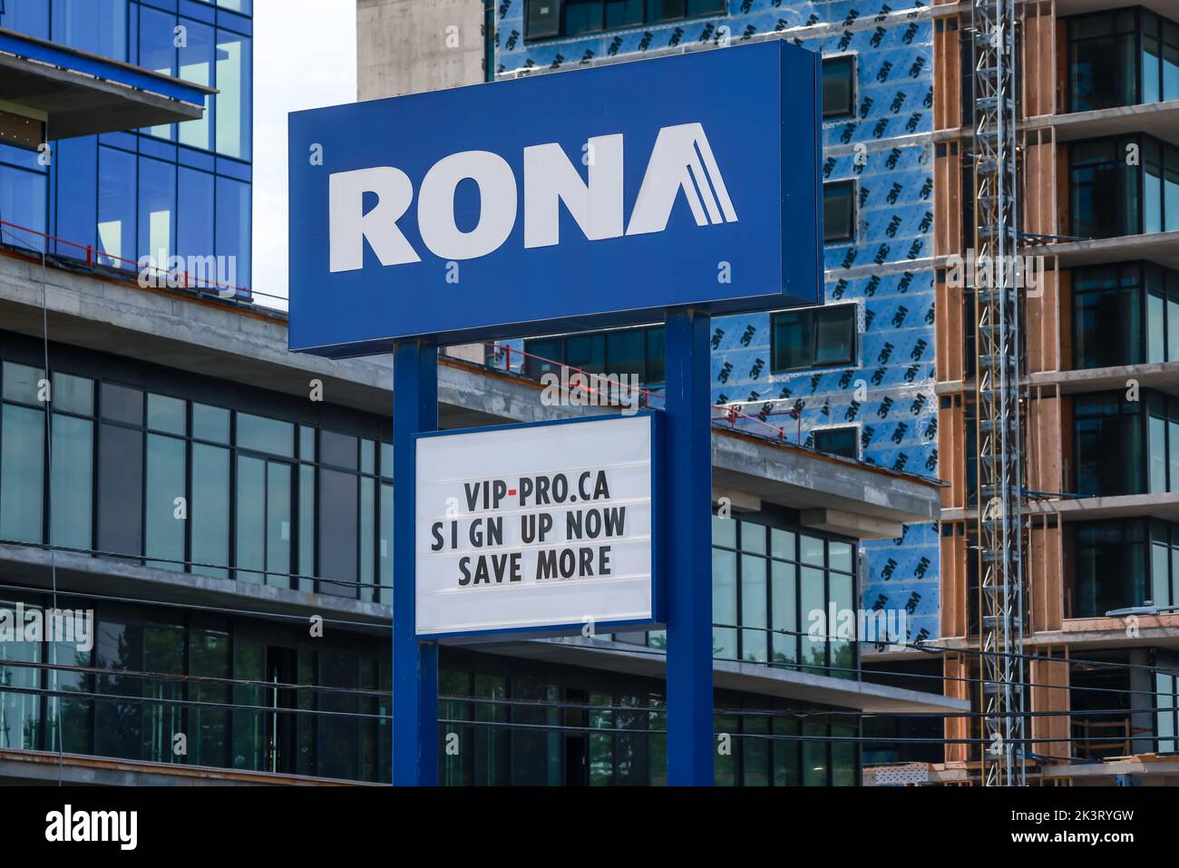 Store front of RONA. RONA is an American owned Canadian retailer of big