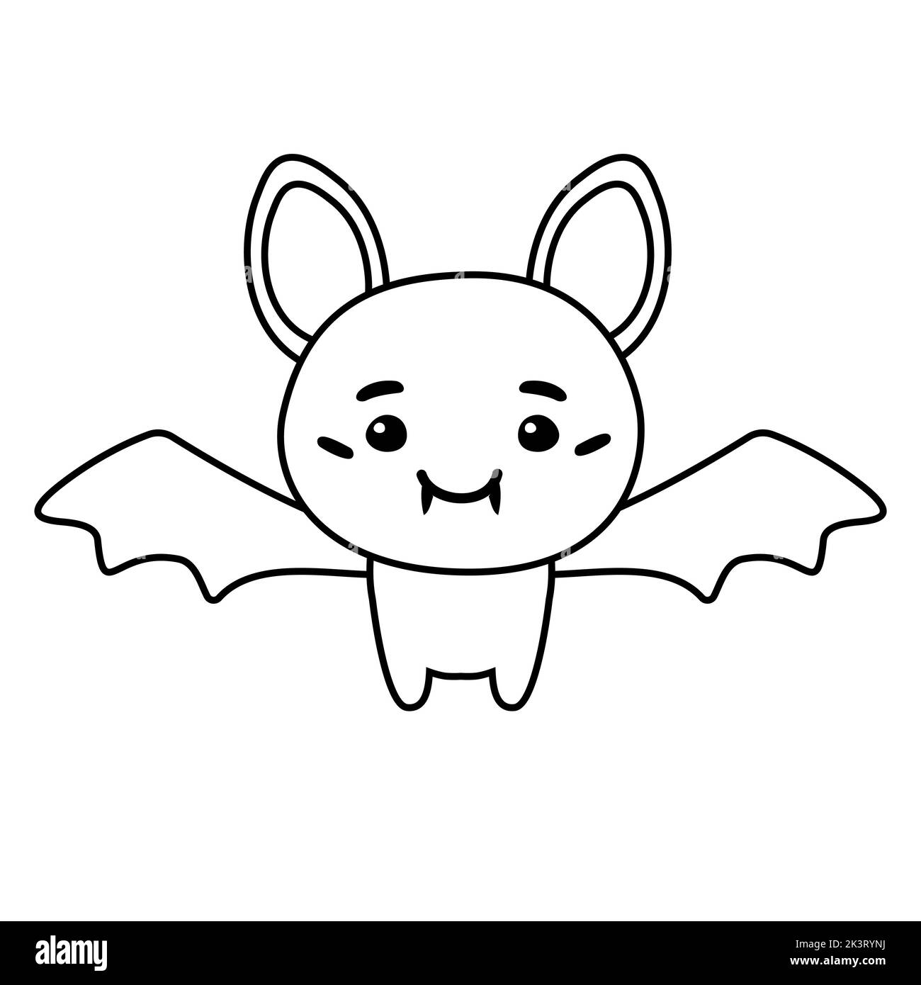 Vector flat hand drawn cute bat isolated on white background Stock ...
