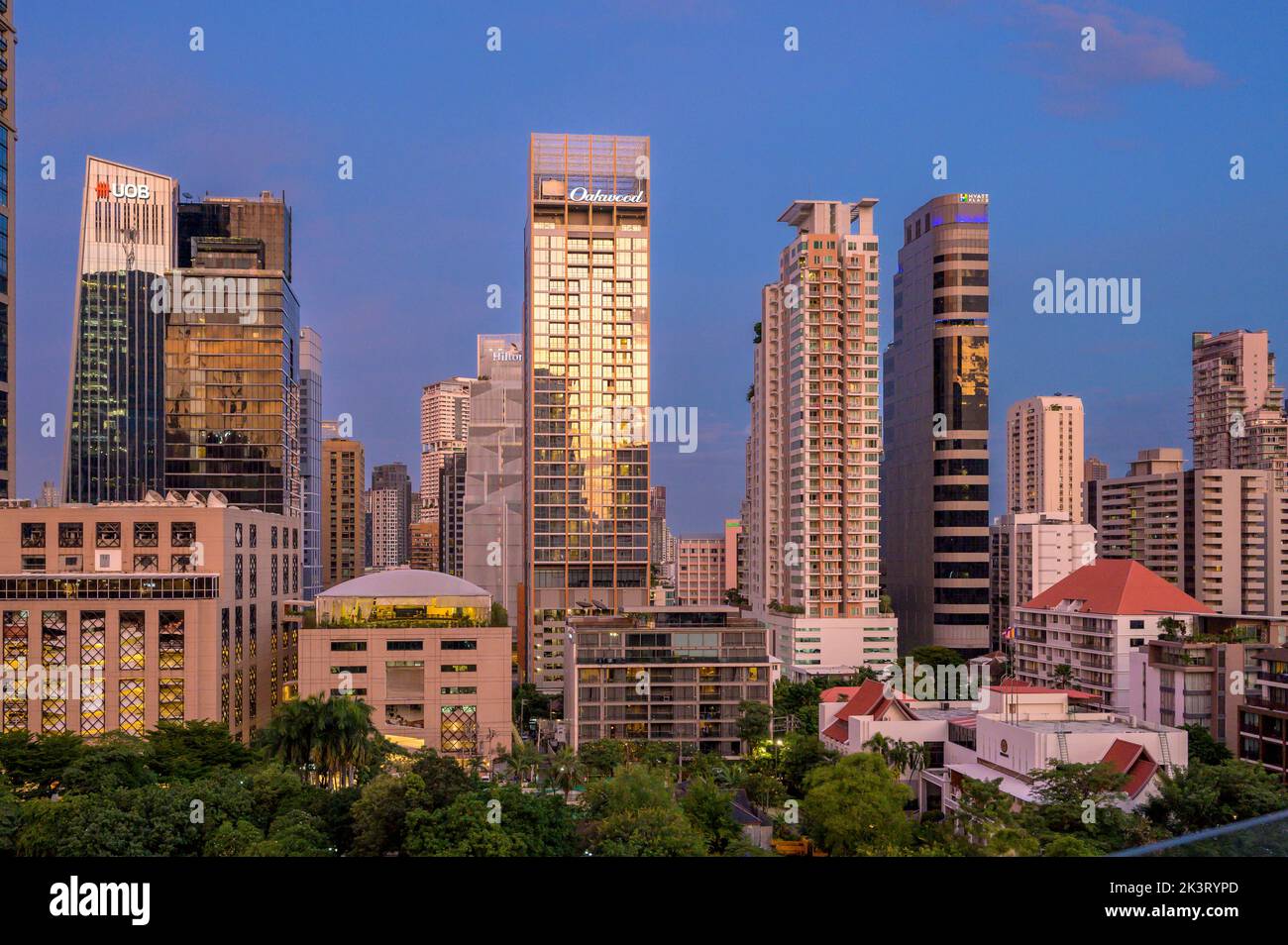 The Bangkok skyline at sunset Stock Photo