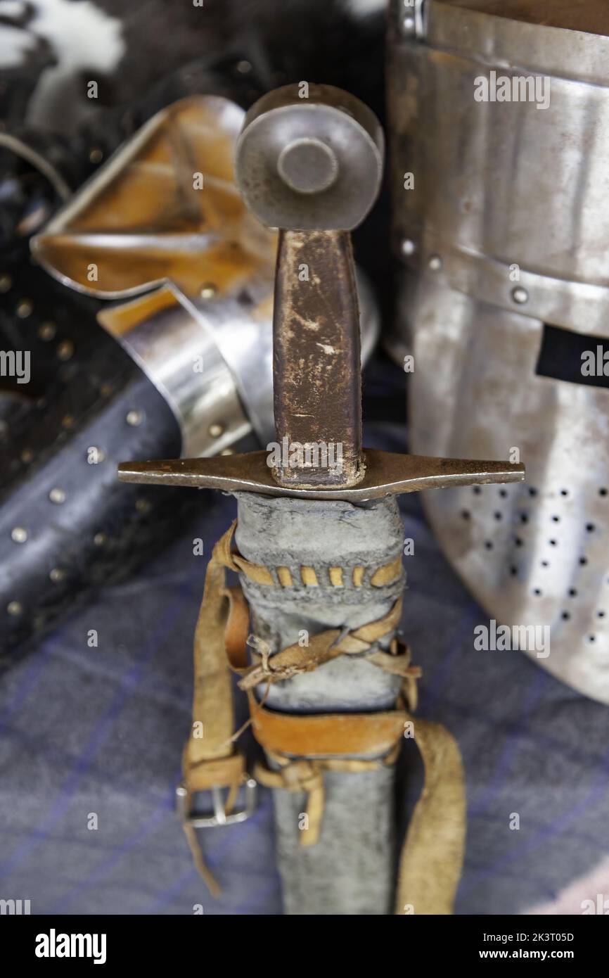 Detail of old medieval war weapon, art and history Stock Photo