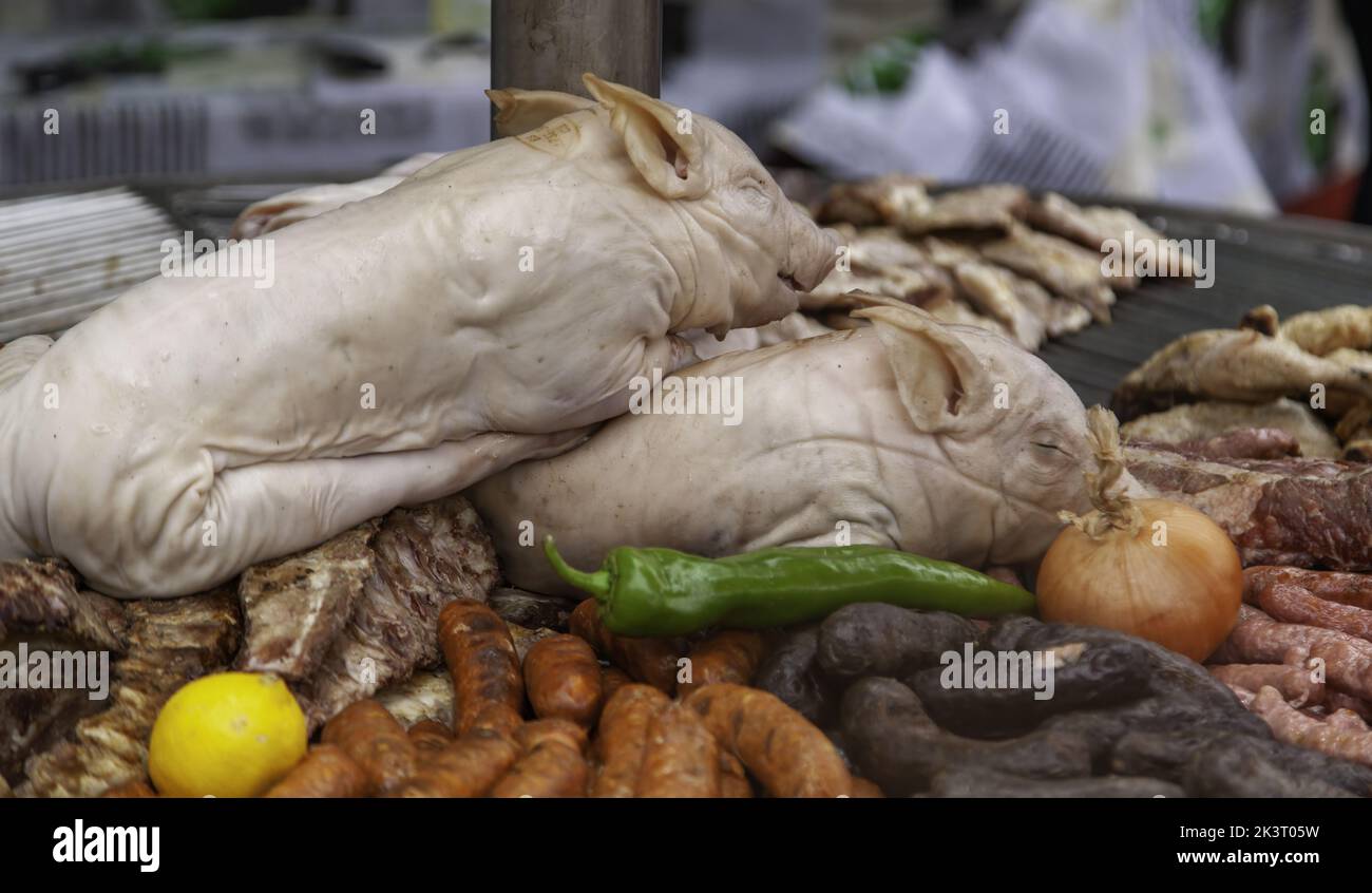Detail of grilled meat, party and celebration Stock Photo