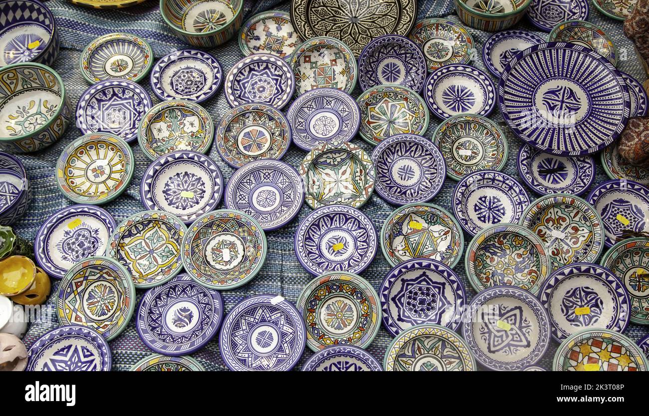 Detail of typical Moroccan crafts, handmade ceramics Stock Photo