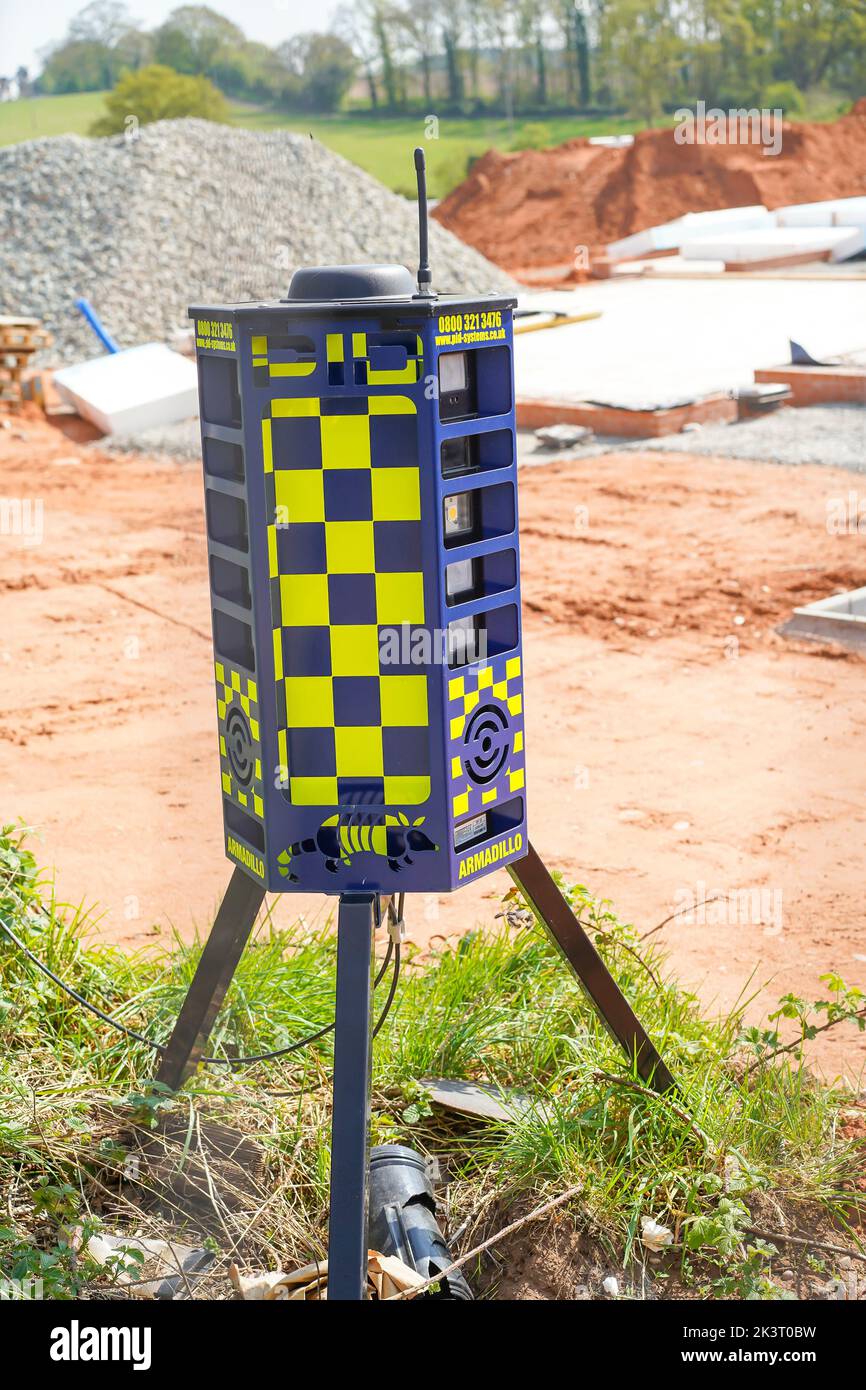 Perimeter intruder detection system on a uk building site stock photo