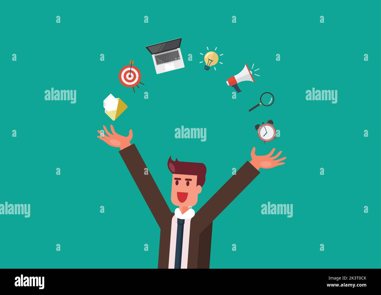 Businessman showing his skills. Business skill concept. vector illustration Stock Vector