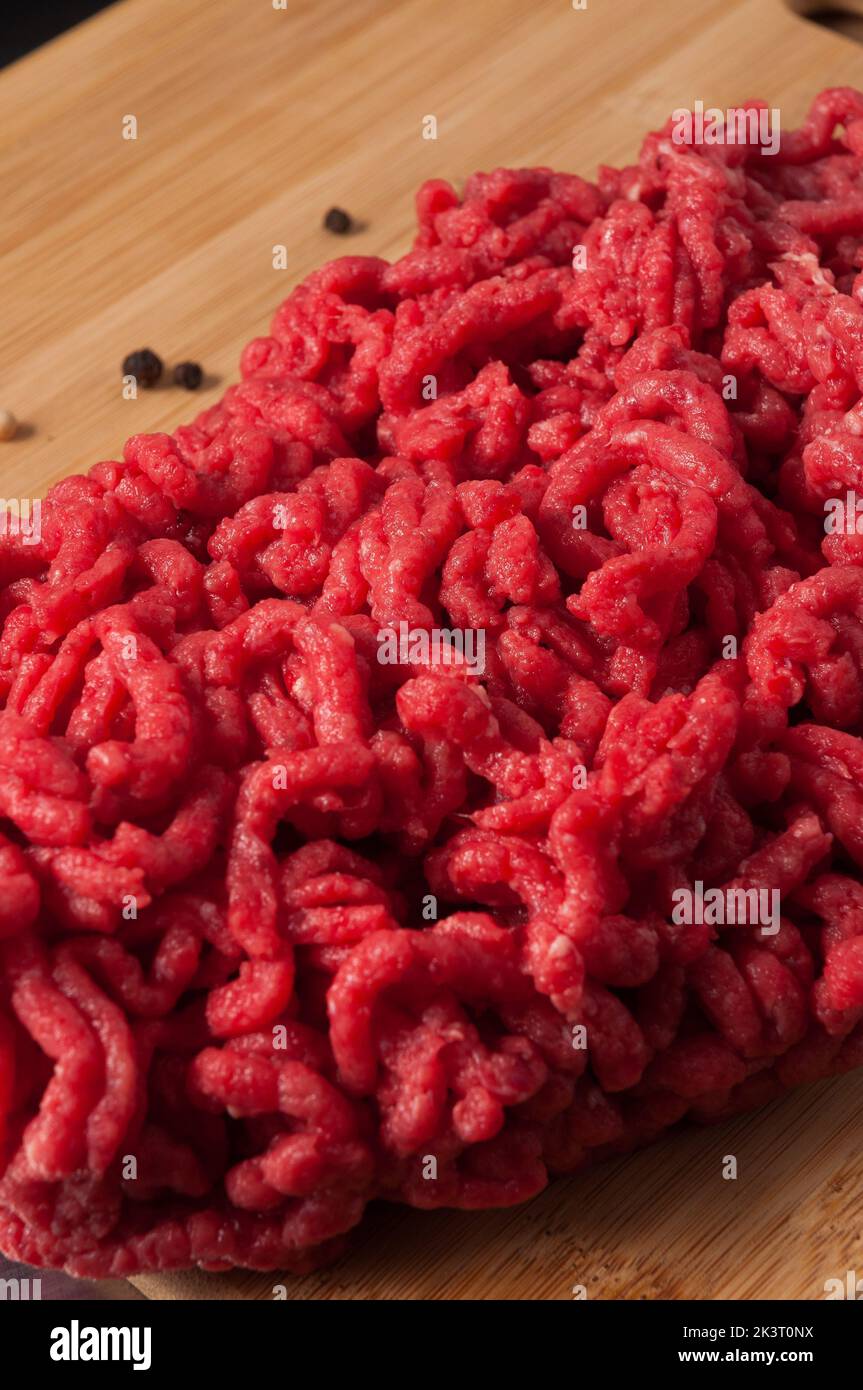 fresh raw minced beef close-up shooting Stock Photo