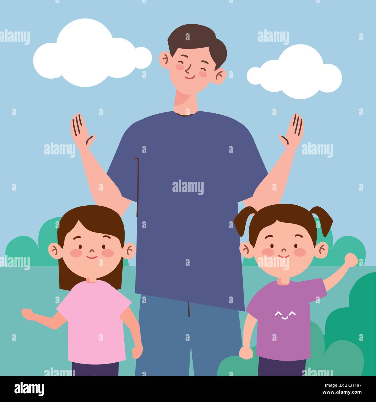 korean dad and girls Stock Vector Image & Art Alamy