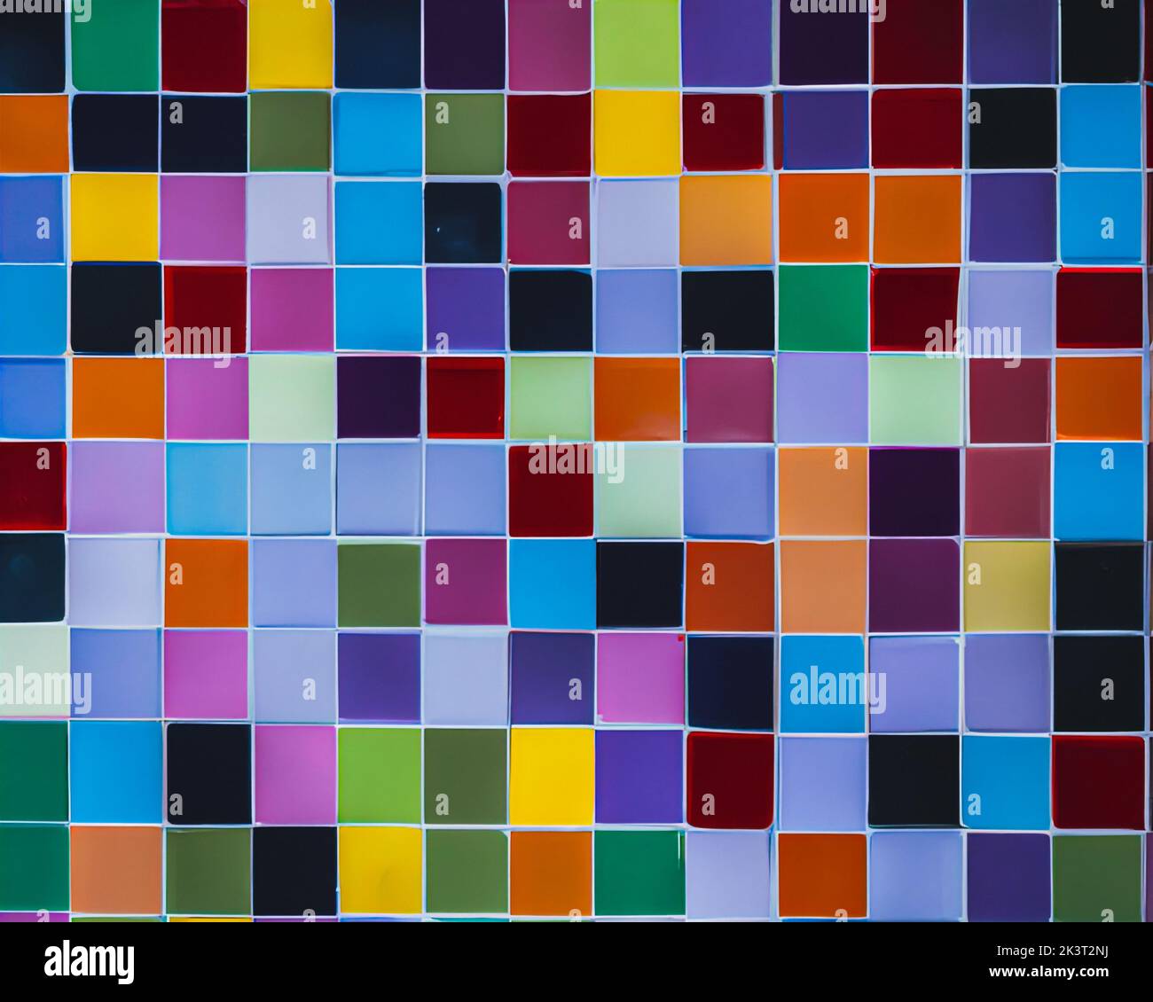 The view of a colorful mosaic wall pattern - a background with squares