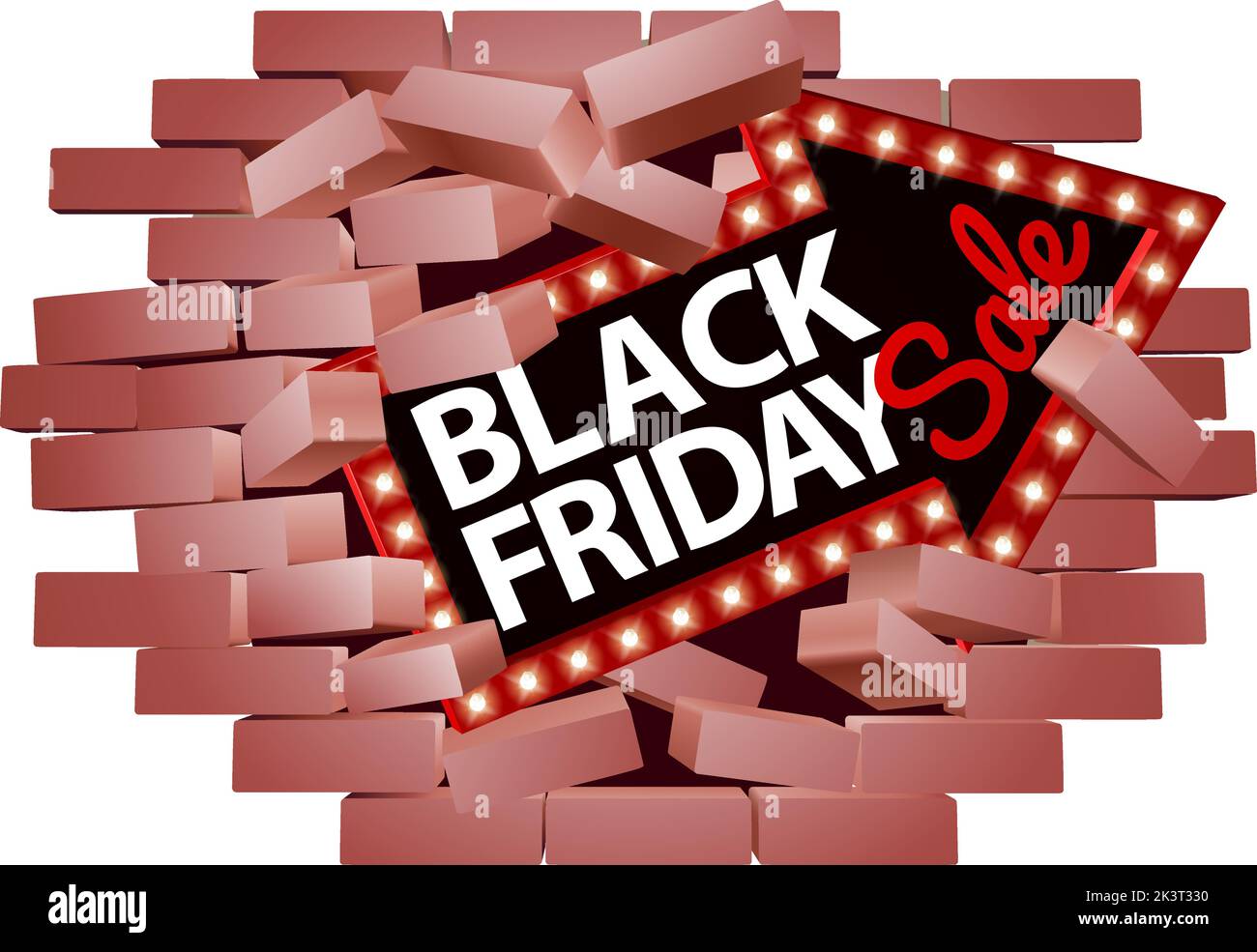 Black Friday Sale Sign Brick Wall Breaking Concept Stock Vector