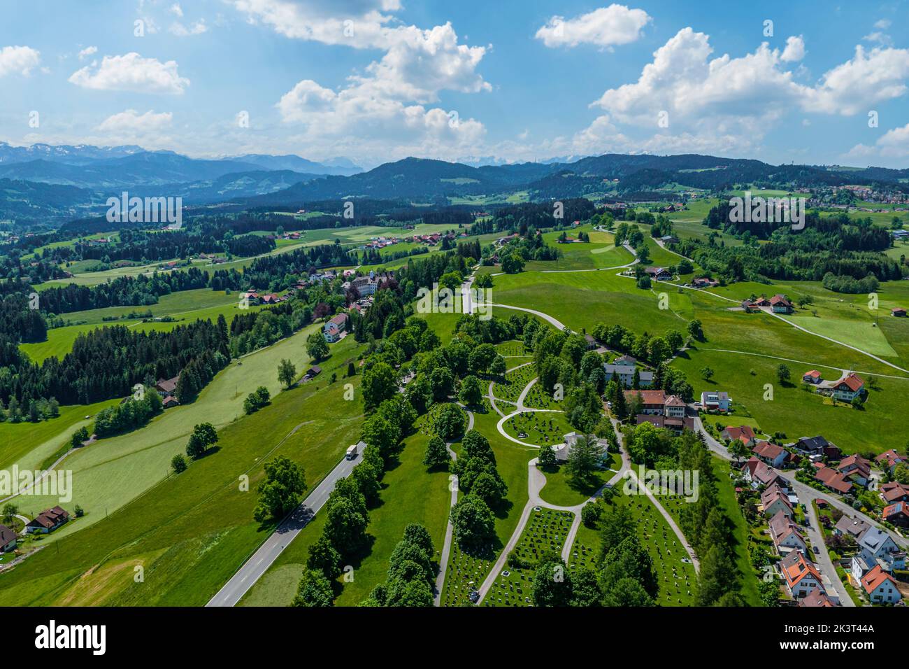 The small town of Lindenberg in the Allgaeu from above Stock Photo Alamy