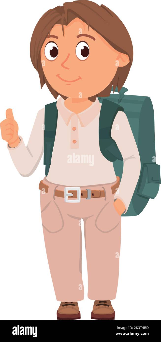 Happy kid with backpack. School boy cartoon character Stock Vector Image & Art Alamy