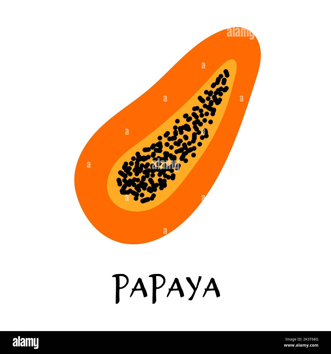 Vector illustration of ripe papaya in hand drawn flat style. Doodle