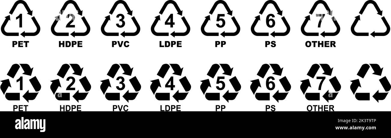 Recycling Symbols For Plastic. Vector icon illustration set Stock ...