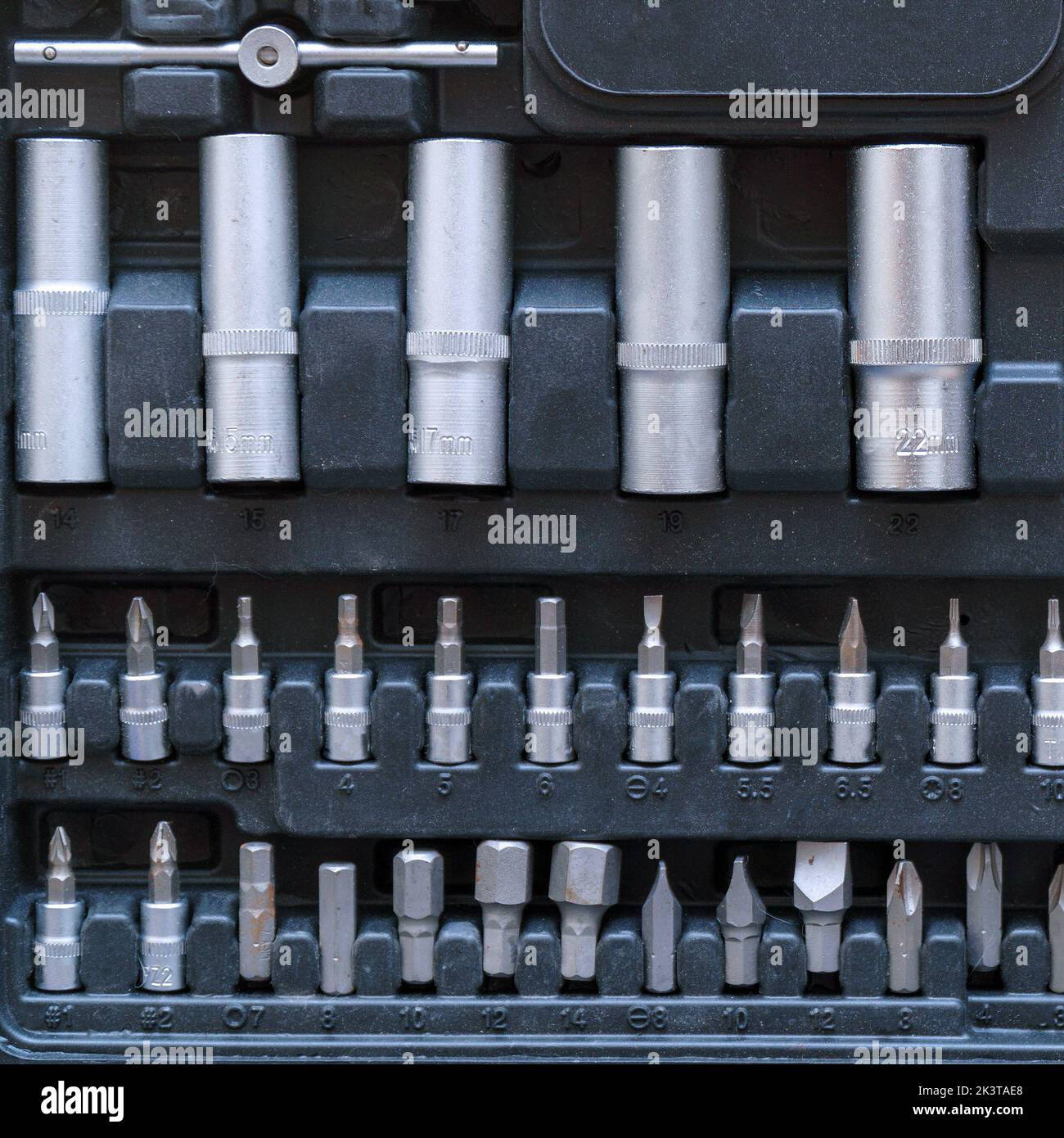A set of torx tools, socket wrenches, screwdrivers and other tools. A tool for car repair. Selective focus Stock Photo