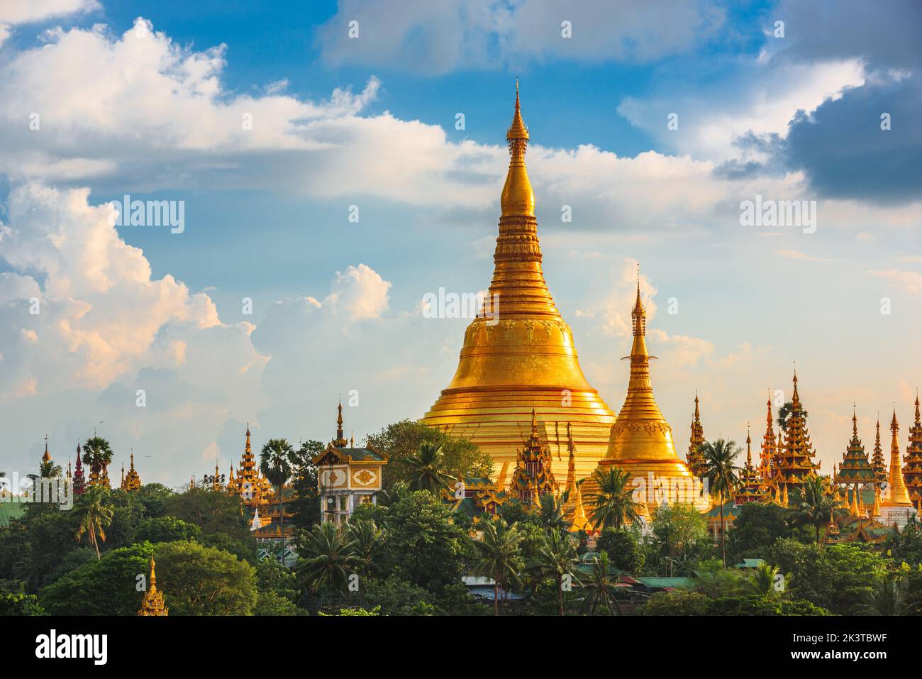 Yangon, Myanmar view of historic Shwedagon Pagoda in the afternoon. Stock Photo