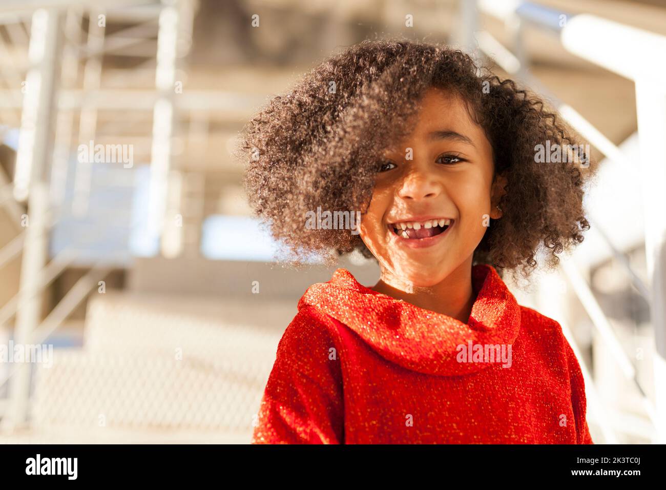 Happy smiling cute curly teen hi-res stock photography and images - Alamy