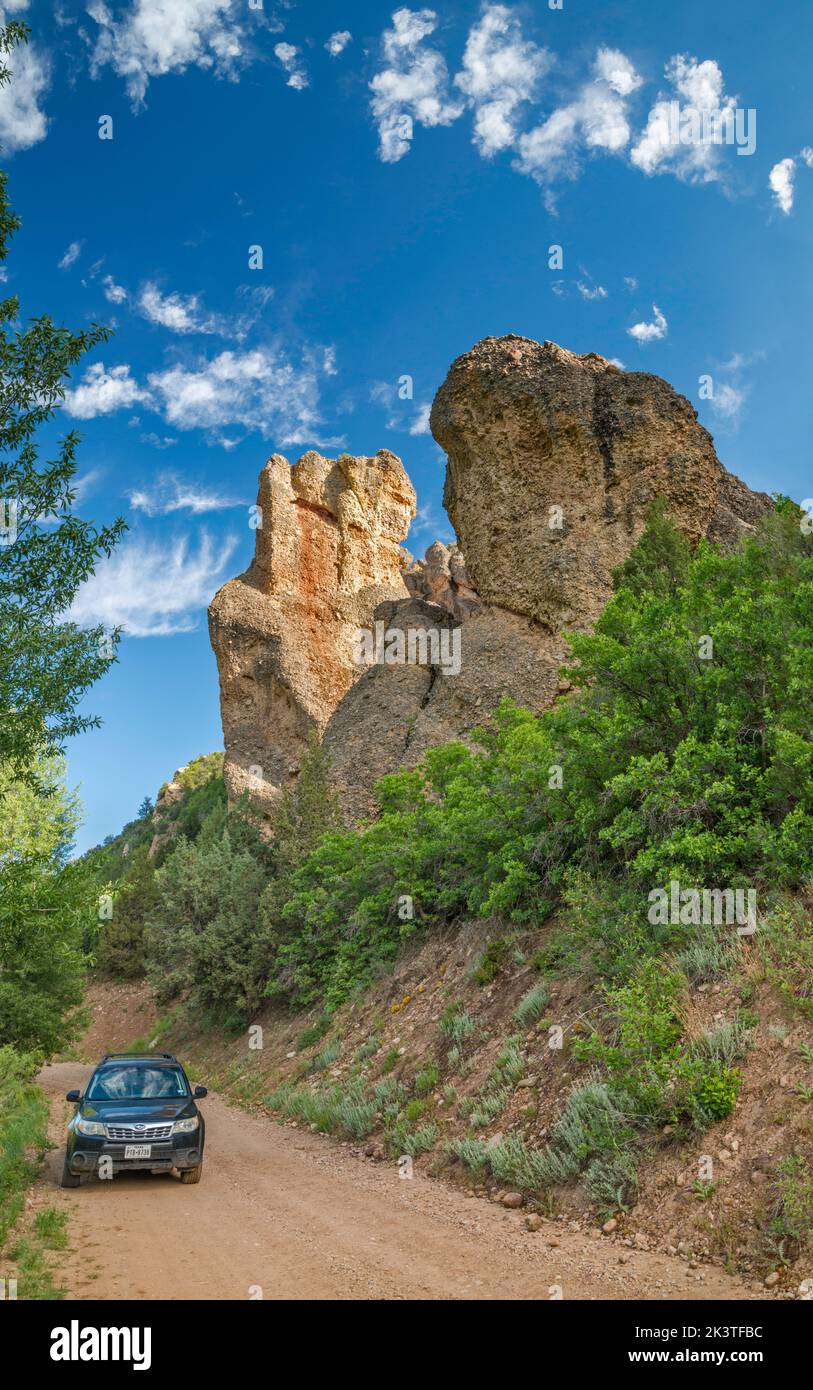Conglomerate rocks, Reddick Canyon, Chicken Creek Road, FR 101, San Pitch Mountains, Uinta National Forest, Utah, USA Stock Photo
