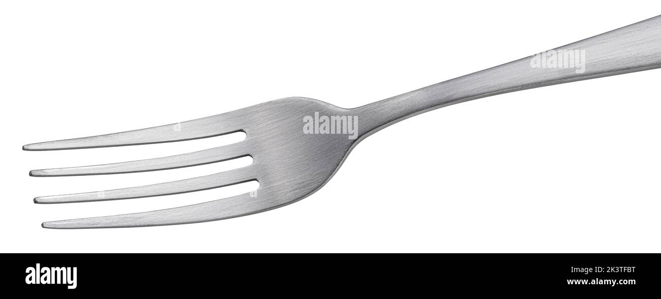 Metal fork isolated on white background, top view Stock Photo