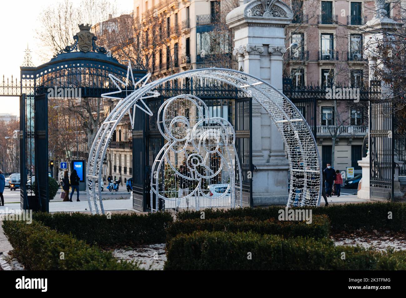 Madrid, Spain - 3 January, 2022: Retiro Park in Central Madrid during Christmas holidays Stock Photo